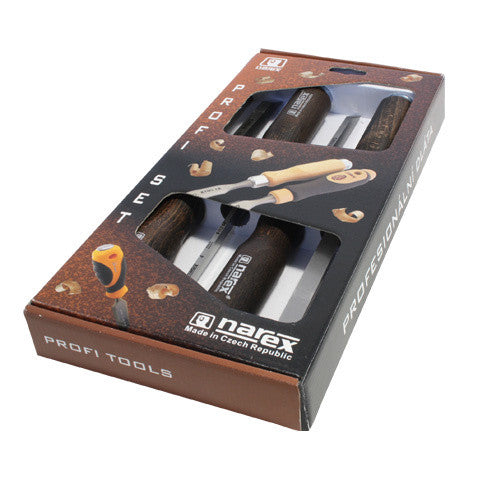 Narex Premium Bench Chisel Set with Leather Tool Roll